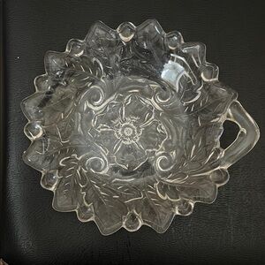 Clear Glass Floral Candy/ Trinket Dish
